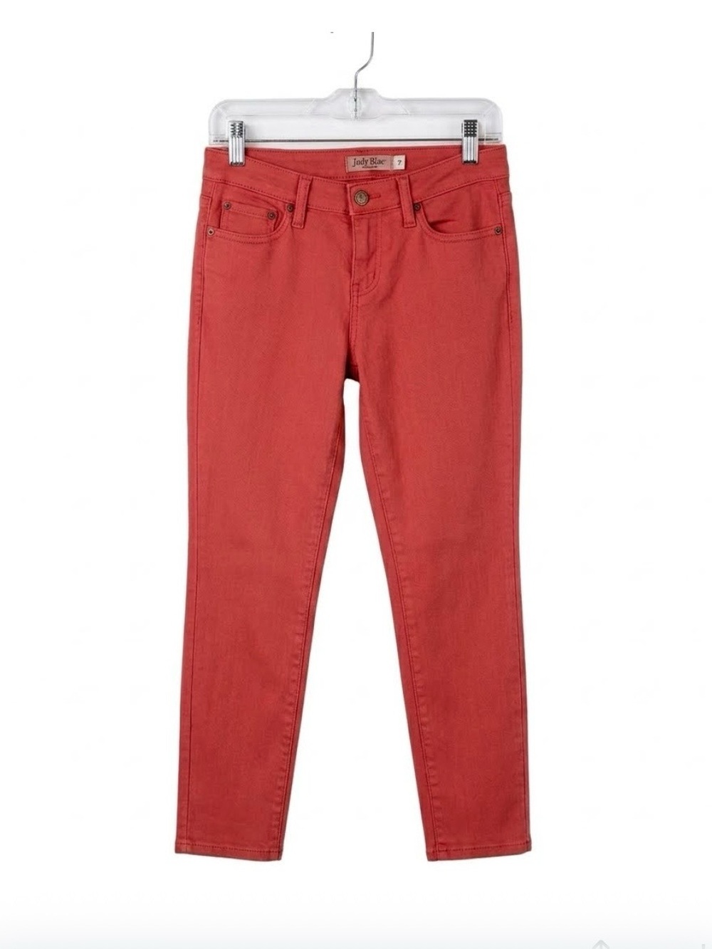 Judy Blue Women’s High Rise Jeans Size 9 Coral Pink Red Slim Straight Stretch